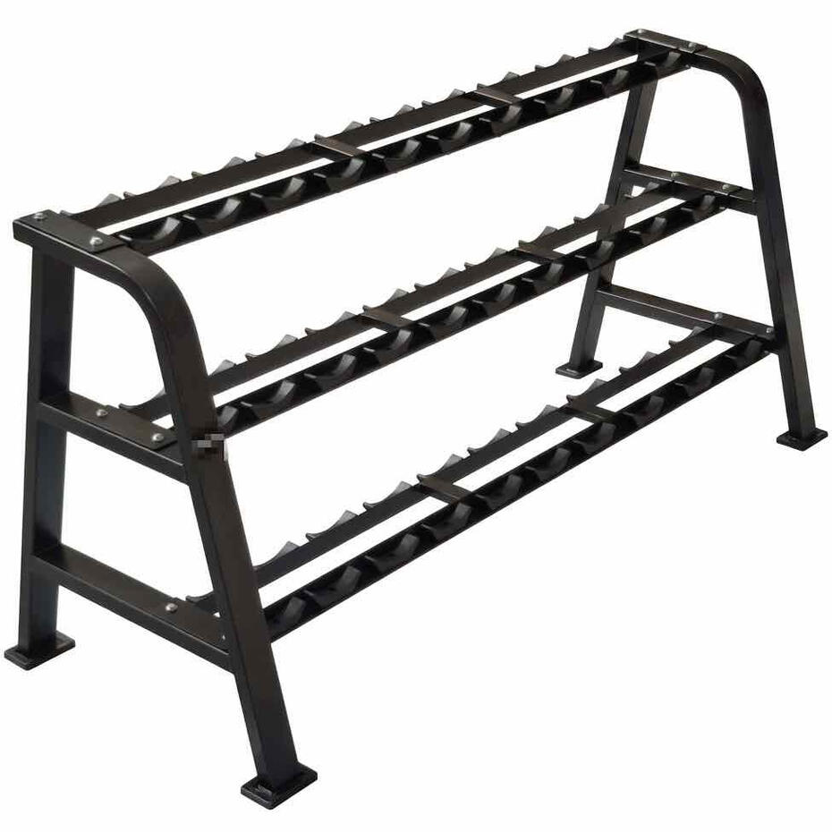Heavy duty 3 tier dumbbell rack with ABS saddles for 15 pairs commercial gym dumbbell storage