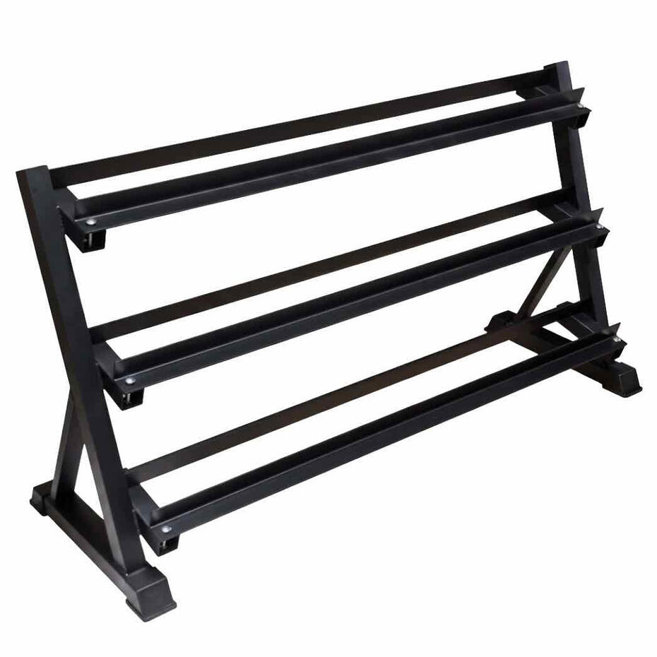Commercial heavy duty 3 tier dumbbell rack storage shelf stand for gym free weights wholesale