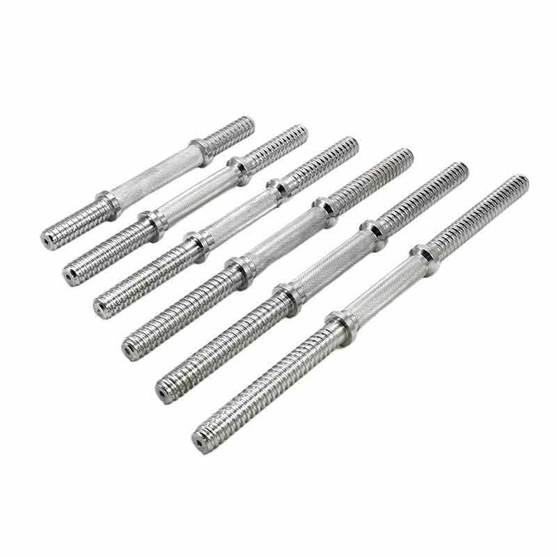 Solid steel chrome spinlock dumbbell bars with threaded ends for adjustable sets