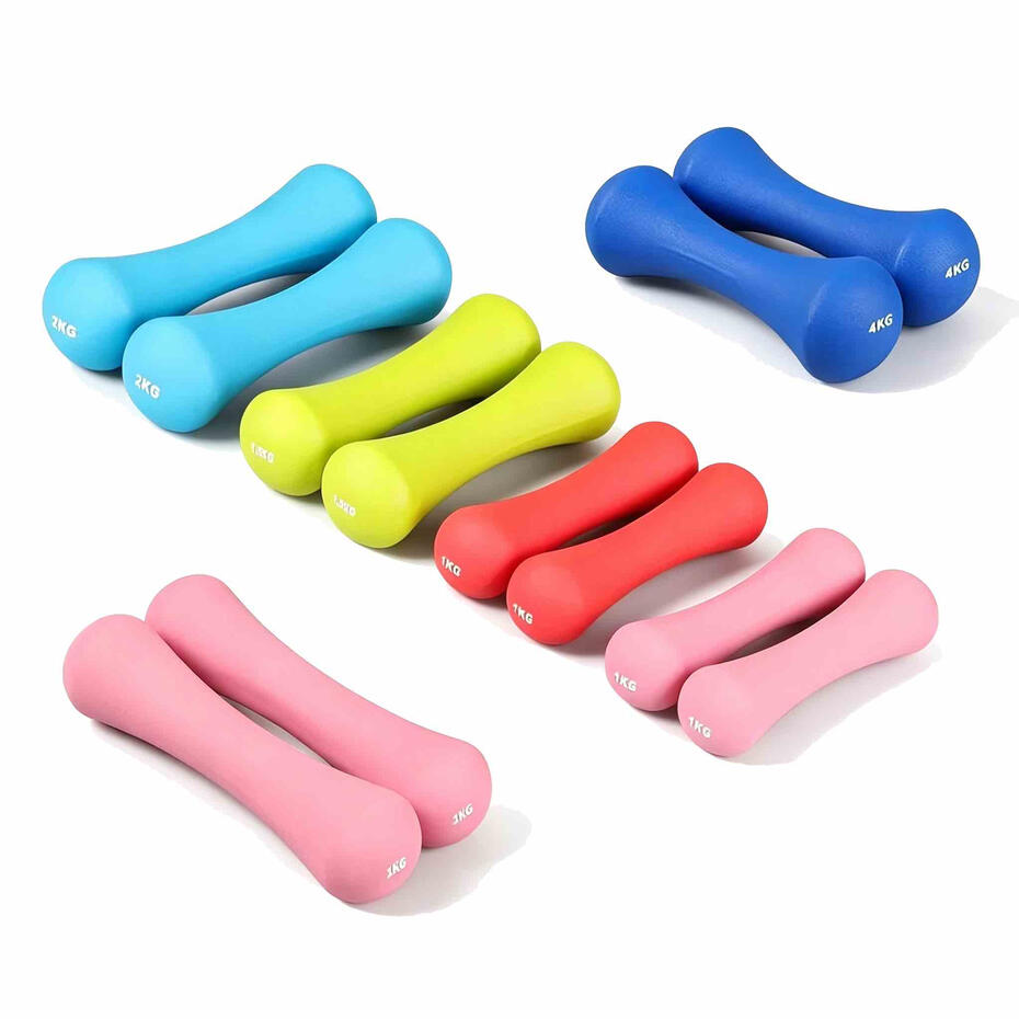 Bone shaped neoprene coated dumbbells with ergonomic grip for ladies home workout and jogging