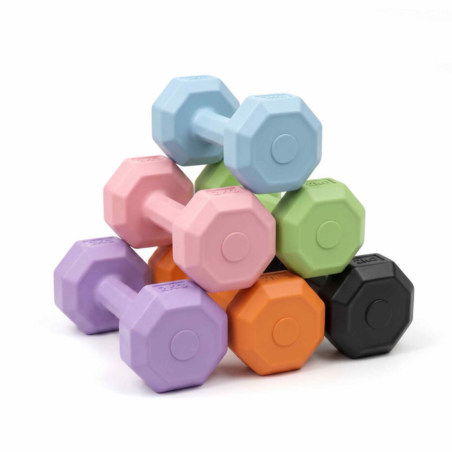 Colorful eco friendly cement dumbbells with PE shell for ladies fitness and home workout wholesale