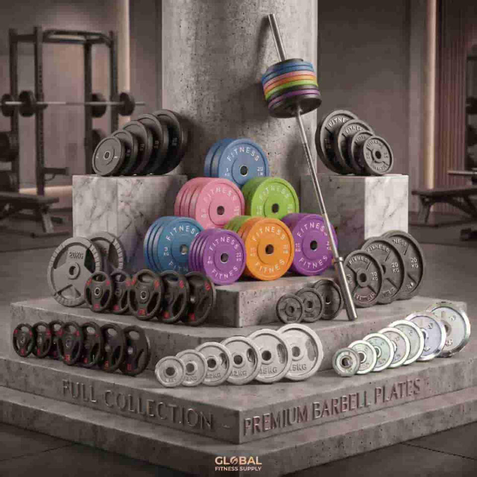 Olympic bumper plates, rubber coated tri-grip, and cast iron weight plates wholesale direct from manufacturer