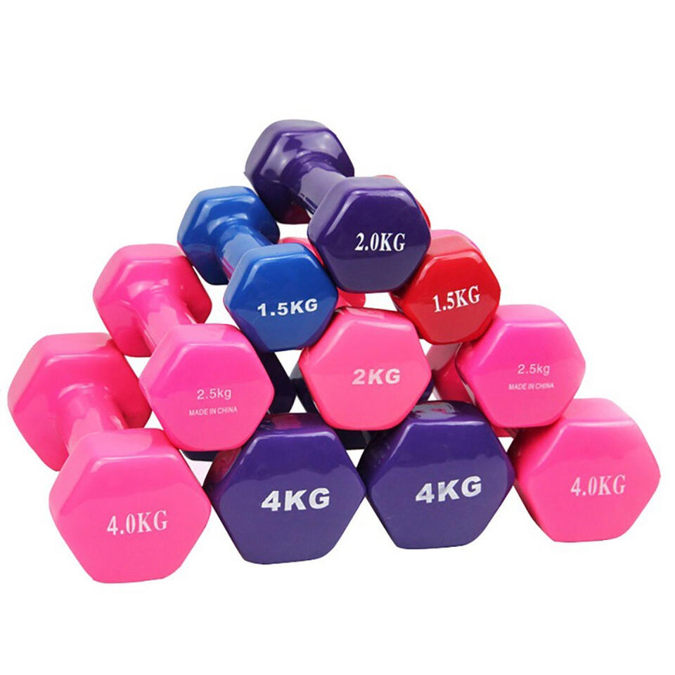 Featured colorful vinyl coated dumbbells for ladies aerobic workout and home gym wholesale